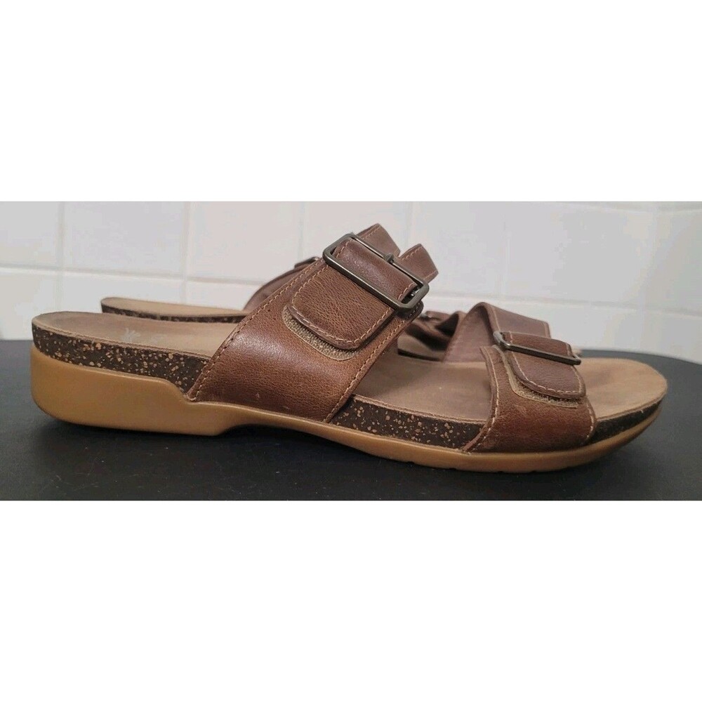 Dansko Rosie Brown Leather Slide Sandals EU 37 US 6.5–7 Comfort Spring Summer
